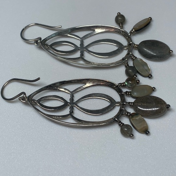 Silpada Sterling Silver HTF INFINITY Feldspar, Abalone Shell Chandelier Earrings - Picture 11 of 13